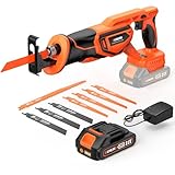 Akku-Säbelsäge, bürstenlose Akku-Säbelsäge mit 21 V 2000 mAh Akku, 0–3300 U/min 28 mm Säbelhub, 8 Sägen, werkzeugloser Sägeblattwechsel, Säbelsäge für Holz- und Metallschneiden