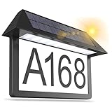 Hausnummer beleuchtet mit 3D-Effekt, Solar für Außen, Wasserdicht, Rostfrei beleuchten