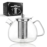 LIBWYS Teekanne 1500ml mit Abnehmbarem Siebeinsatz，Teekanne Glas aus Hitzebeständigem Borosilikatglas，Geeignet zum Aufbrühen von Tee, Blumentee, Kräutertee und Teebeuteln，Einfache Reinigung