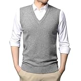 Generisch Strickweste Herren äRmellos - Pullunder V-Ausschnitt Slim Fit Strickpullover Weste Einfarbig LäSsige Tanktops Sleeveless Pulloverwestee Classic Business Freizeitweste FüR MäNner