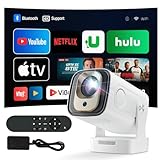 Mini Projector 4K 1080P Beamer 12000 Lumen 180° Dreh Videoprojektor Unterstützt 2.4/5G Dual WiFi6 BT 5.4 mit Android 11.0 Outdoor Heimkino Beamer Motorischer Fokus
