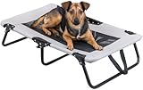 TRIXIE Hundeliege Strong Edition in beige/schwarz – stabile und komfortable Liege für Hunde – zusammenklappbar & pflegeleicht – 79 × 19 × 50 cm – 28211