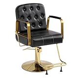 Anunweldo 360-Grad-Drehung Friseurstuhl, Kippbarer Hydraulisch Friseurstuhl für Schönheitssalon Friseursalon (Schwarz)