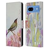 Head Case Designs Offizielle Sylvie Demers Verträumt Voegel 3 Leder Brieftaschen Handyhülle Hülle Huelle kompatibel mit Google Pixel 8a