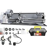 VEVOR Metalldrehmaschine 211x750mm Drehbank Metall 50-2500U/min Tischdrehbank Tischdrehmaschine 750W 14x metrische (von 0,3 bis 3 mm) 10x zöllige (von 10 bis 44 TPI) Gewinde MT5 Spindelkonus