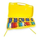 Classic Cantabile GSG-25 Sopran Glockenspiel - Kinder Xylophon mit 25 Tönen - Inklusive praktischem Tragekoffer und Schlägeln - Gelb