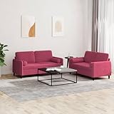 2-TLG. Sofagarnitur mit Kissen Weinrot Samt,Exklusive SamtCouchgarnitur: Bequem Relaxen und Unterhalten im Wohnzimmer Wohnzimmer, Sofas