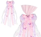 Zykra Lila Schleife Schultüte Mädchen, Schmetterling Schleife Schultüte Große Schleife Geschenk Mädchen Schultüte Dekoration Zuckertüten zum Basteln Dekorieren Verzieren