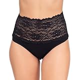 Magi Damen Slips aus Baumwolle und Spitze Unterwäsche Frauen Unterhosen Taillenslip (Schwarz,XXL)