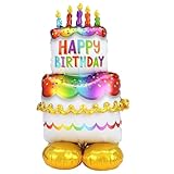 DazzJoy Happy Birthday Ballon Stehend, XXL Luftballon Happy Birthday, Luftballons Geburtstag Mädchen Junge, Folienballon Geburtstag Stehender, Helium Ballons Geburtstag für Kindergeburtstag Deko