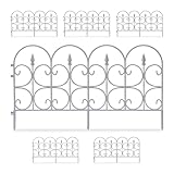 Relaxdays Beetzaun, 6er Set, HxB: je 38 x 68,5 cm, Zierzaun Garten, zum Stecken, Beeteinfassung antik, Kunststoff, grau, 6X