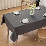 Moonooda Tischdecke Dunkelgrau Waschbar, 100X140cm Tischdecken Tischtuch aus Polyester, Leicht wasserabweisend mit Lotuseffekt, Dauerhaft Kratzfest für Haus, Hochzeiten, Party