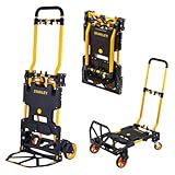 Stanley SXWTD-FT585 2-in-1 Sackkarre und Plattformwagen - Transportkarre max. 70KG - Transportwagen max. 137KG - Klappbarer Handwagen - Wagen mit robusten Rädern - Kunststoff/Stahl