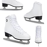 ATTABO Eislaufschuhe Damen SchlittschuheWeiß 37 (24 cm), Schnürung, Klassisches Design, Wärme und Komfort, Schlittschuhe aus Edelstahl, Für Anfänger und Fortgeschrittene bis 100 kg