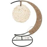 Uonlytech Dekorative Rattan Tischlampe aus Geflochtener Kugel Stimmungsvolles Nachtlicht für Schlafzimmer Warmes LED Licht Platzsparende Nachttischleuchte
