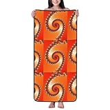 Xiso Ver Rotierendes Badetuch, Mikrofaser, Korallensamt, Badetücher, sehr saugfähig, weich, Strandlaken (68,6 x 139,7 cm), luxuriöse Saum-Duschtücher für Fitnessstudio, Reisen, Pool, Orange