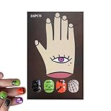Gmokluytw Halloween Falsche Fingernägel, Halloween Press on Nails - 24 Stück Künstliche Nägel Full Cover Stick on Nails | Halloween Falsche Fingernägel Fake Nails Kurz Quadratisch Falsche Nägel