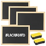IXYHKB 4 Stück A4 Kreidetafel mit Holzrahmen Sets, Schiefertafel zum Beschriften aus Holz, Kreidetafeln, Kreiden Tafel, Blackboard mit 2 Schwamm, für Kinder, Hochzeit, Memo, Party, Schule, Küche