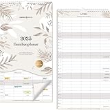 Lebenskompass Familienplaner 2025 Wandkalender – 22x42 cm Familienkalender 2025 5 Spalten mit Monatsübersicht – Achtsamer Wandkalender 2025 zum Aufhängen
