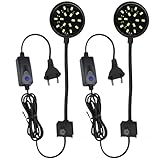GERUI 2 Stück Schwarze Schale Fischtank Clip Licht 7W Mini LED Beleuchtung Hohe Helligkeit Aquarium Wasser Gras Ergänzend Transparent Clip Weißes Licht für 10 bis 30 CM Fisch Tank