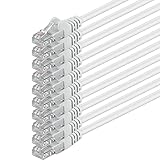 1aTTack.de 1m - weiß - 10 Stück - (PACK) - CAT.6 CAT6 Ethernet-Lan-Netzwerk-Kabel 1000 Mbit/s Patchkabel