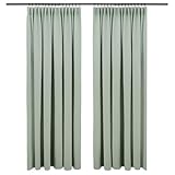 Blumtal Verdunklungsvorhänge Kräuselband 175x140 cm im 2er Set - Oeko-TEX zertifizierte Vorhänge Blickdicht - Verdunklungsvorhang - waschbare Vorhänge mit Kräuselband für Schiene in Grün
