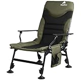 CampFeuer Angelstuhl Moosgrün/Schwarz | Höhenverstellbarer Campingstuhl | Faltbarer Karpfenstuhl | Outdoor Travelchair für Camping, Zelten, Angeln | Fischerstuhl klappbar, Carp Chair, Angelliege