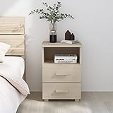 WKIEQACO Tische, Nachttische, Nachtkommode Hamar, Braun, 40 x 35 x 62 cm, Massivholz, Kiefer