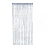 Sumneo Türvorhang Fadenvorhang Glitzer 91 x 200 cm, Raumteiler Sichtschutz Fliegengitter Vorhang für Tür und Fenster, Dekovorhang für Wohnzimmer, Balkon, Café (Silber)
