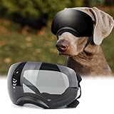 PETLESO Hundebrille Anti-UV Hundebrille für Mittlere und Große Hunde mit Abnehmbare Cagnetische Linse wasserdichte Winddichte Verstellbare Hundesonnenbrille - Schwarz