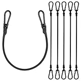 Spanngummi mit Karabiner,Expander mit Karabiner 60cm 6er Gepäckspanner Hochelastisches Latex-Gummispanner mit Haken für Gepäckträger, Fahrrad, Plane, Anhänger.Schwarz.