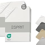 Esprit Spannbettlaken 90x200cm 2er Pack Frottee bis Bettlaken 120x200cm Baumwolle weiß - Spannbetttücher 100x200cm für Kinder & Boxspringbett in Hotelqualität bis 30 cm hohe Matratzen - ÖkoTex
