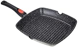Kamberg – 0008029 – Grillpfanne 28 נ28 cm – Abnehmbarer Griff – Aluminiumguss – Beschichtung in Steinoptik – Für alle Herdarten, auch Induktion – PFOA‑frei