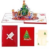 3-Dime-Weihnachtskarte mit musikalischer Überraschung und LED-Beleuchtung, handwerkliches Papierhandwerk für zyklische Sehnsucht, musikalische Einladungskarte