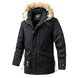 Generisch Winterjacke Herren Winterparka Warm GefüTtert Wintermantel Mit Kapuze Winddicht Lang Mantel Parka Jacke Wanderjacke Fahrradmantel Steppjacke Daunenjacke ÜBergangsjacke Weihnachts