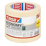 tesa Malerband ECONOMY - Vielseitiges Klebeband für Malerarbeiten ohne Lösungsmittel - Bis zu 4 Tage nach Gebrauch rückstandslos entfernbar, 3x 50 m x 30 mm