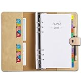 Kalender 2026 Personal A6 Ringbuch Nachfüllbar, Wochenplaner/Terminplaner 1 Woche 2 Seite mit Tabs, Passwort Notizen Kontakt, Stiftschlaufe, Softcover, Taschenkalender Klein Planer, Jan-Dez, Deutsch