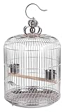 Vogelkäfig, Wellensittichkäfig, Edelstahl, Vogelkäfig für Drossel, Pfingstrosen, Star-Flug, Vogelkäfig mit Bodenwanne, tragbar (36 cm)