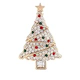Brosche Gitarre Weihnachtsbaum-Brosche, Kristall, Strass, Weihnachtsbrosche, Schal, Schal, Clip, Urlaub, Schmuck, Hochzeit, Party für Frauen, Mädchen (White, One Size)