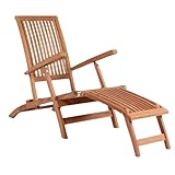 MR. DEKO® Deckchair Yacht Teak | Liegestuhl aus Teakholz - klappbar & wetterfest | Relaxliege für Garten, Balkon & Sauna | Sonnenliege mit Verstellbarer Rückenlehne - Luxus Gartensessel