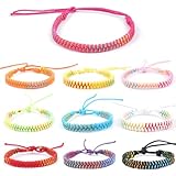 Maxmoc Freundschaftsarmbänder Kinder,10 Stück Armband Kinder Mädchen,Handgefertigt Gewebte Freundschaftsarmband,Verstellbar Regenbogen Armbänder für Frauen Damen Herren