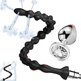 BDSMYOU 2er Analspielzeuge Set,47cm Analdusche + Metall Buttplug,2.0 Po Dusche mit 16 Analkugeln & 5-Löcher Klistierspritze,Einlauf zur Darmreinigung,Anal Dildo Klistier,Analplug für Frauen Männer