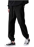 Elegancity Hosen Herren Freizeithose Warme Corduroy Hosen Herren Regular Fit Outdoor Jogginghose Haremshose mit Elastischem Kordelzug Bund und Taschen Schwarz XL