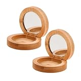 GANAZONO 2 Stück Kompakter Bambus Klappspiegel Leichter Faltbarer Holz Reise Tischspiegel mit Hochauflösendem Glas Natürlicher Nanmu Tragbarer Mini Schminkspiegel für Unterwegs und Zuhause