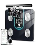 arboleaf Körperfettwaage mit Handsensoren, Waage mit Körperfett und Muskelmasse 50 Körpermaße, Körperanalysewaage mit App & großes Display bis zu 180kg/400lbs (Schwarz)
