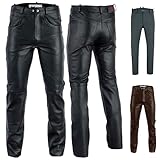 Radmasters Herren Lederhose lederjeans bikerjeans Jeans Hose Echtleder, Schwarz, 56/XXL