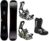 RAVEN Snowboard Set Pure Black + Bindung Fastec FT360 Black oder Lemon + Boots Target (Snowboard 163 cm Wide + Bindung XL + Boots 45, FT360 Lemon)