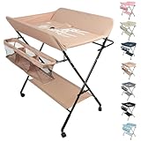 Belfoye - Mesa cambiador plegable y portátil, carga máxima de 25 kg para nuevos, ajustable en altura, mesa de cambio plegable para reemplazo de pañales (almendra)
