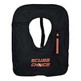 Scuba Choice Schnorchelweste für Erwachsene mit Namensfeld, aufblasbare Schnorchelweste für Erwachsene über 90 kg, einfache Mundpumpe, Abnehmbarer Gurt (68,6 x 48,3 cm), XL, Schwarze Schnorchelwesten