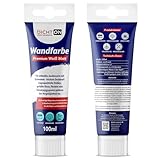 DICHTON Wandfarbe Ausbessern weiß mit Schwamm 100ml Tube einfaches Auftragen, höchste Deckkraft, hohe Reichweite - Innenfarbe scheuerfest, emissionsarm, spritzarme Ausbesserungsfarbe D.63W